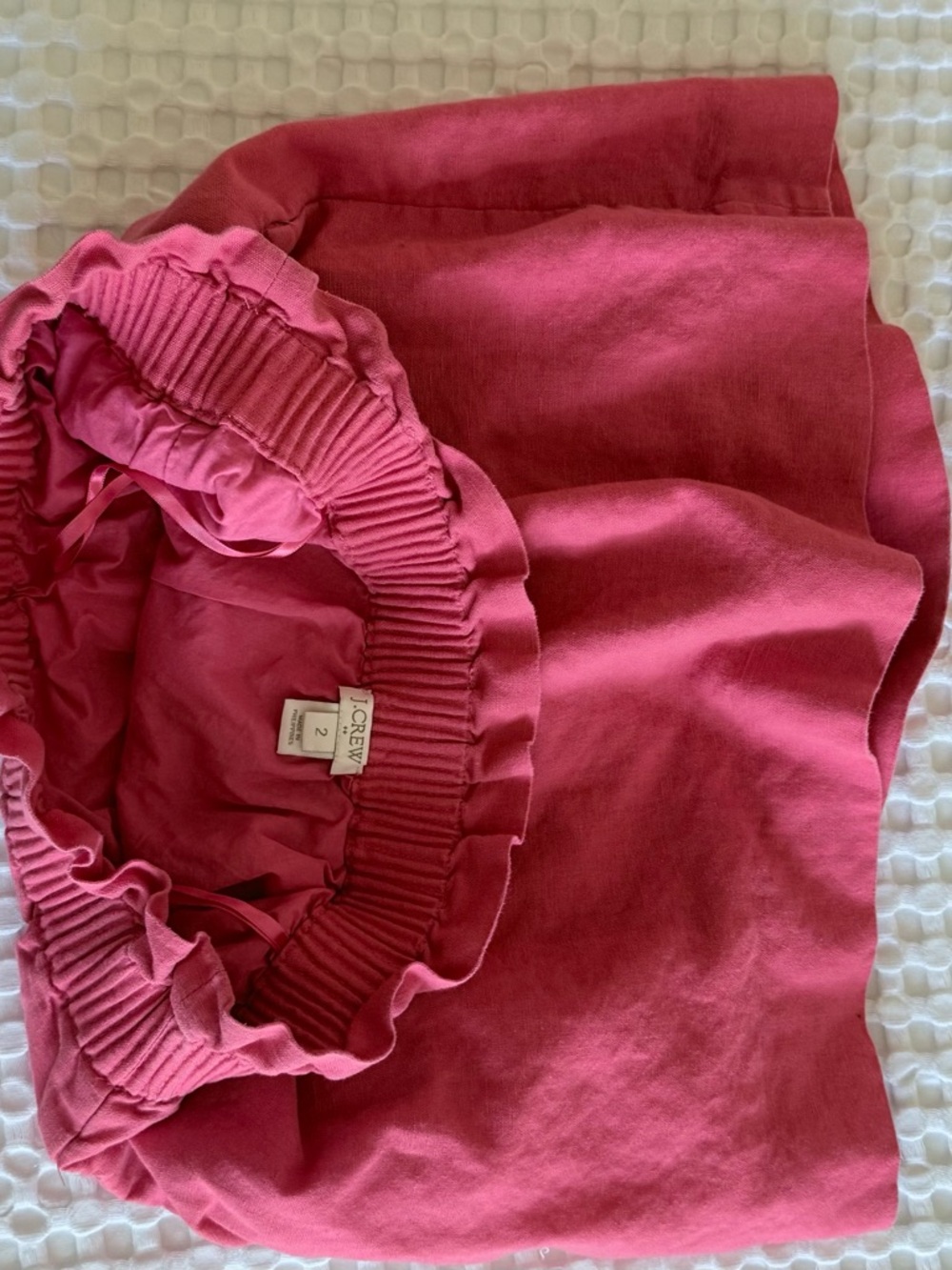 J. Crew Raspberry Pink Ruffled Elastic Waist Mini Skirt - Picture 6 of 7